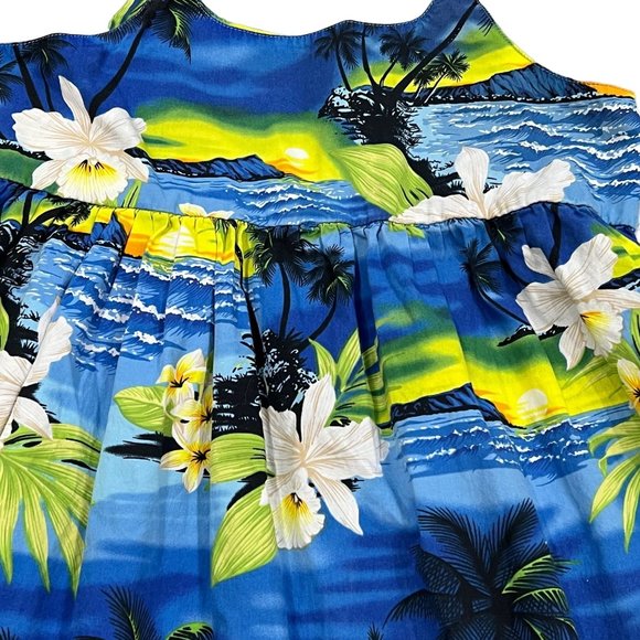 Favant Hawaiian Girls Sundress Blue & Green Size 7-8 - Picture 3 of 4